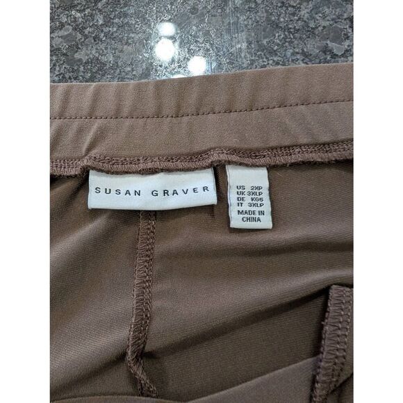 Susan Graver Liquid Knit Ankle Pants‎ women's 2XP  petite tan taupe neutral - Picture 4 of 6